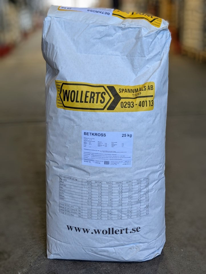 Wollerts Betkross 25kg – Betkross är unikt eftersom det innehåller bra fibrer med både hög och snabb förbränning